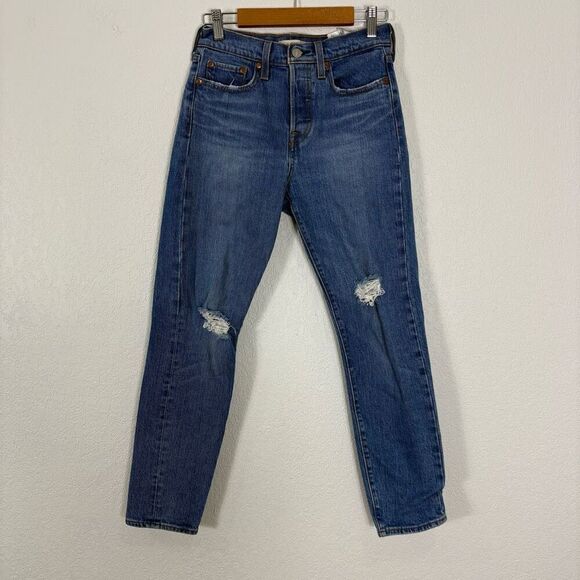 Levi's Wedgie Skinny Jeans Big E Distressing High Rise Women's Size 25 - Picture 1 of 13